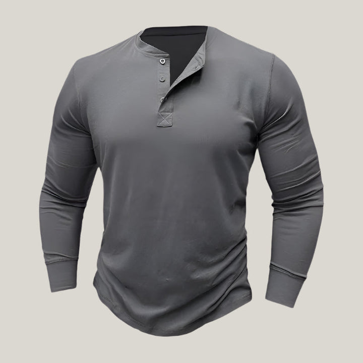 Massimo Long Sleeve Top | Modern Henley Shirt with Button Placket for Men