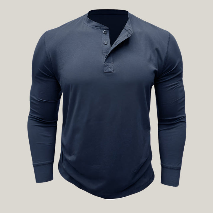 Massimo Long Sleeve Top | Modern Henley Shirt with Button Placket for Men