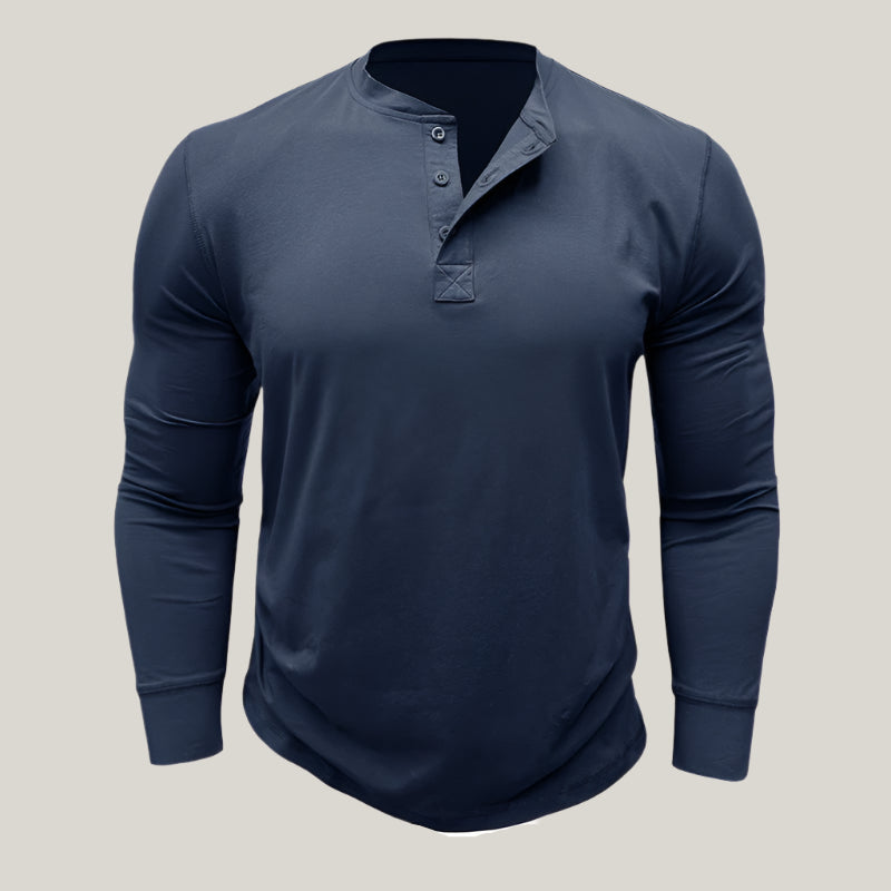 Massimo Long Sleeve Top | Modern Henley Shirt with Button Placket for Men