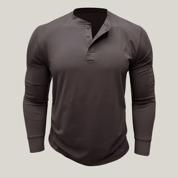 Massimo Long Sleeve Top | Modern Henley Shirt with Button Placket for Men