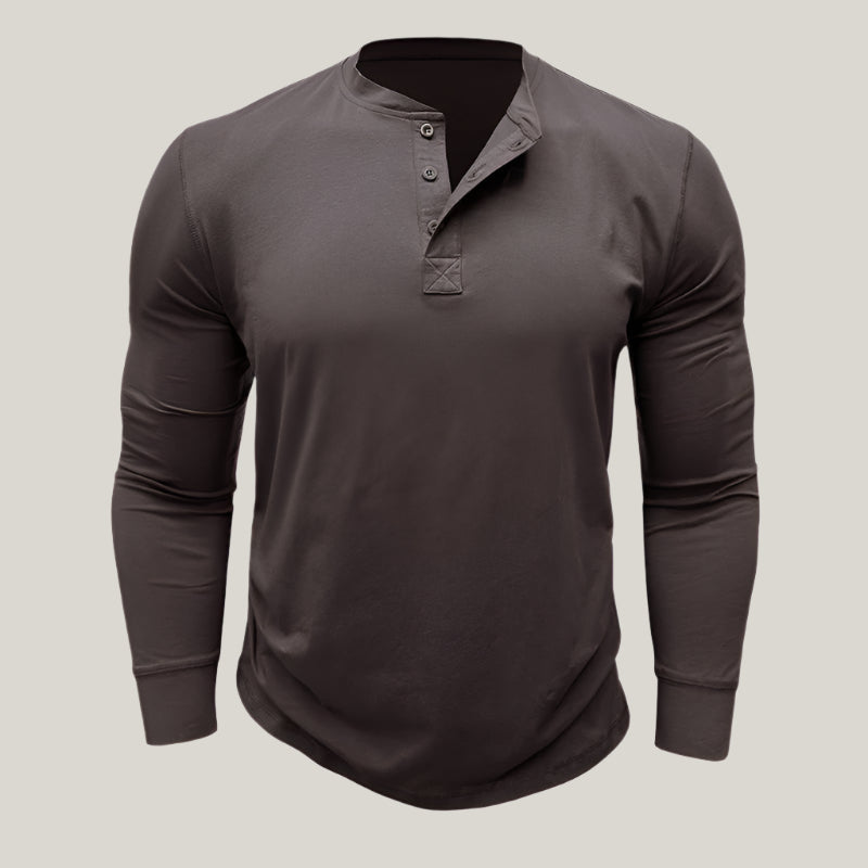 Massimo Long Sleeve Top | Modern Henley Shirt with Button Placket for Men
