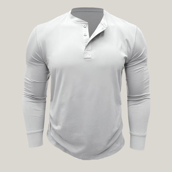 Massimo Long Sleeve Top | Modern Henley Shirt with Button Placket for Men
