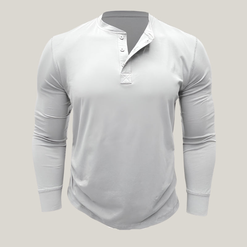 Massimo Long Sleeve Top | Modern Henley Shirt with Button Placket for Men