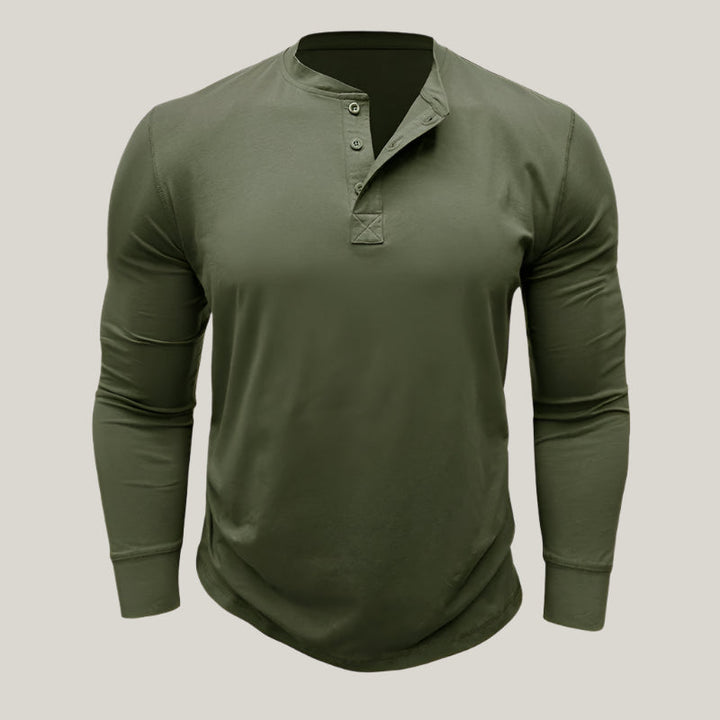 Massimo Long Sleeve Top | Modern Henley Shirt with Button Placket for Men