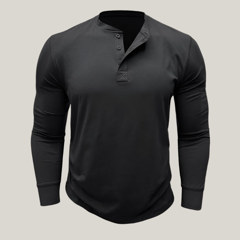 Massimo Long Sleeve Top | Modern Henley Shirt with Button Placket for Men