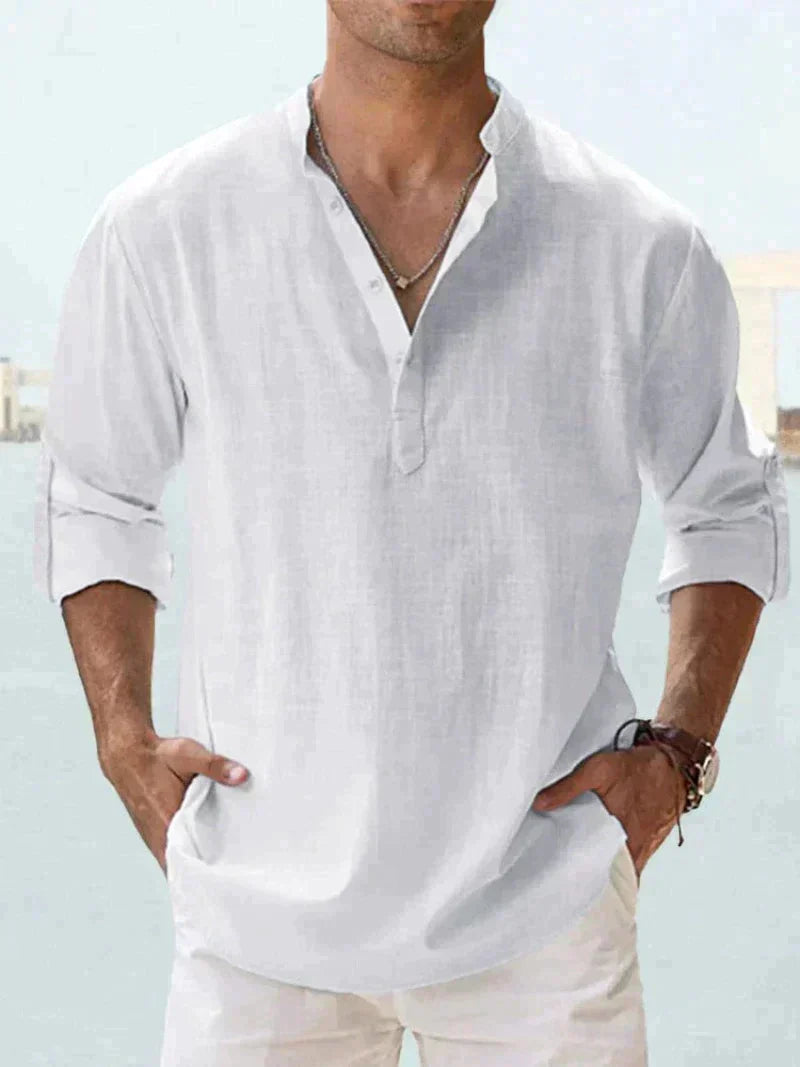 Massimo Summer Shirt | Classic Long Sleeve Shirt in Linen-Look
