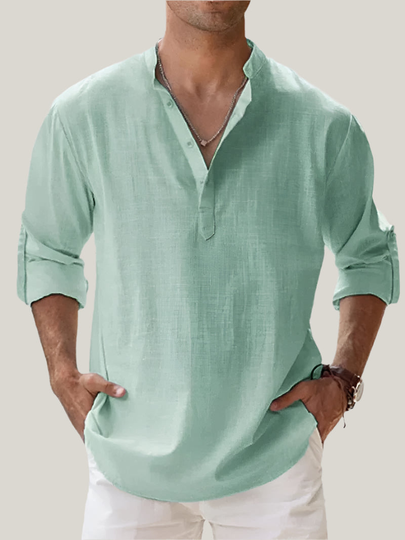 Massimo Summer Shirt | Classic Long Sleeve Shirt in Linen-Look