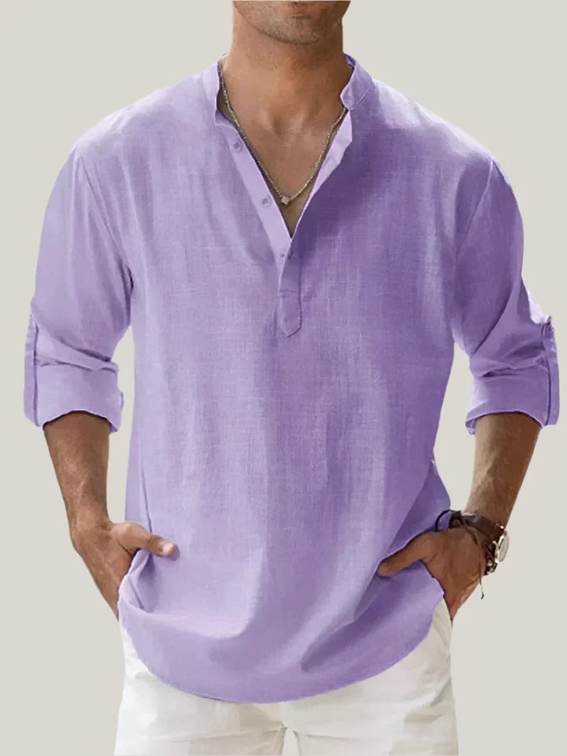 Massimo Summer Shirt | Classic Long Sleeve Shirt in Linen-Look