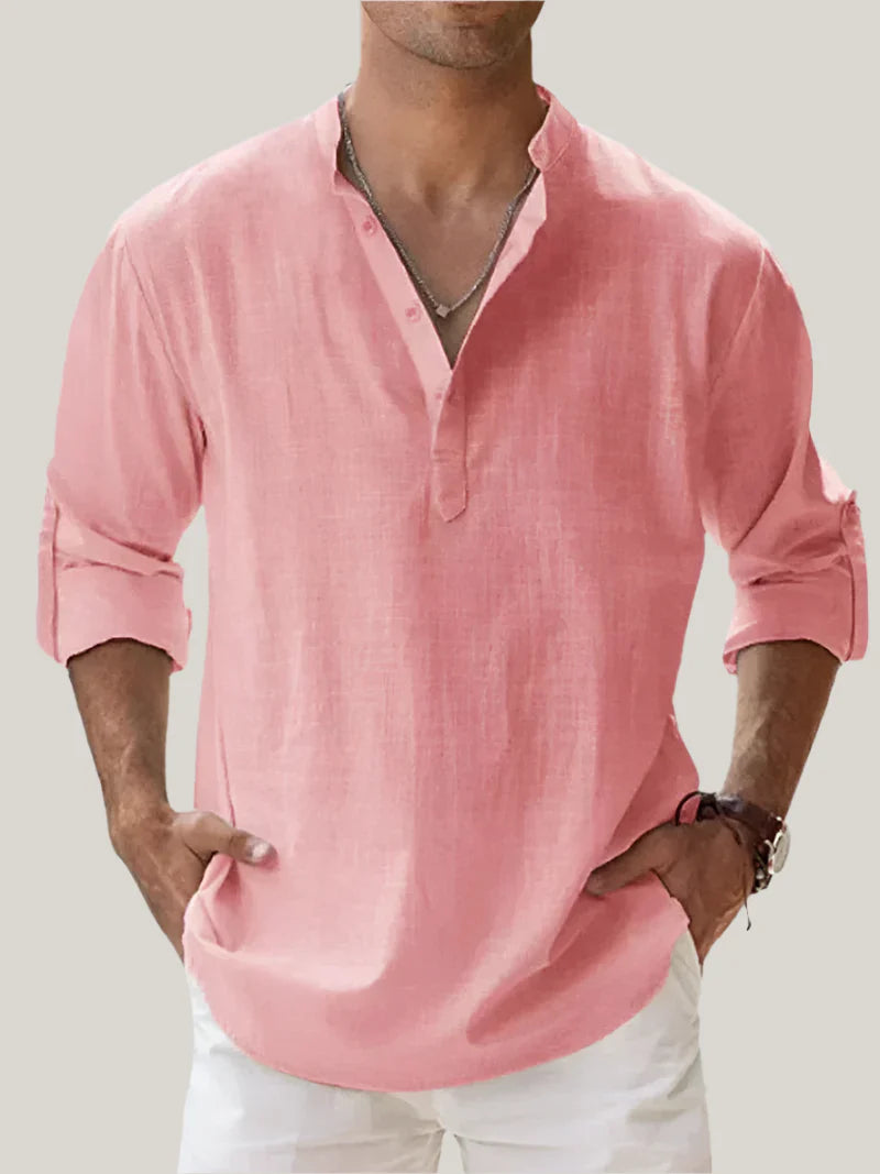 Massimo Summer Shirt | Classic Long Sleeve Shirt in Linen-Look