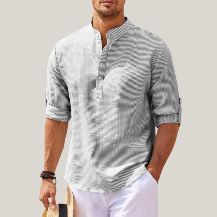 Matteo Linen Shirt | Lightweight Summer Shirt with Stand Collar for Men