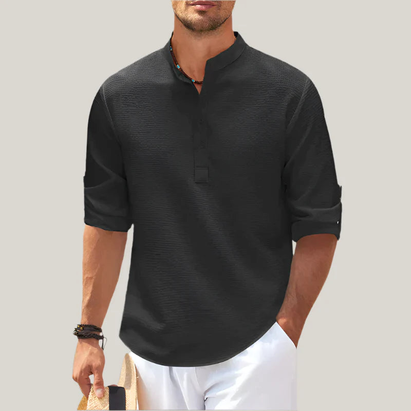 Matteo Linen Shirt | Lightweight Summer Shirt with Stand Collar for Men