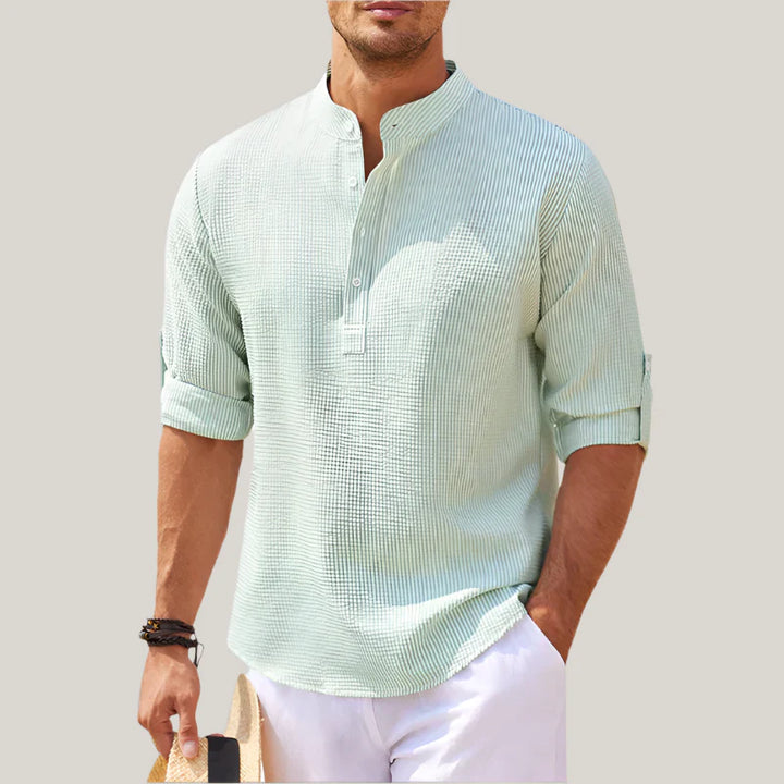 Matteo Linen Shirt | Lightweight Summer Shirt with Stand Collar for Men