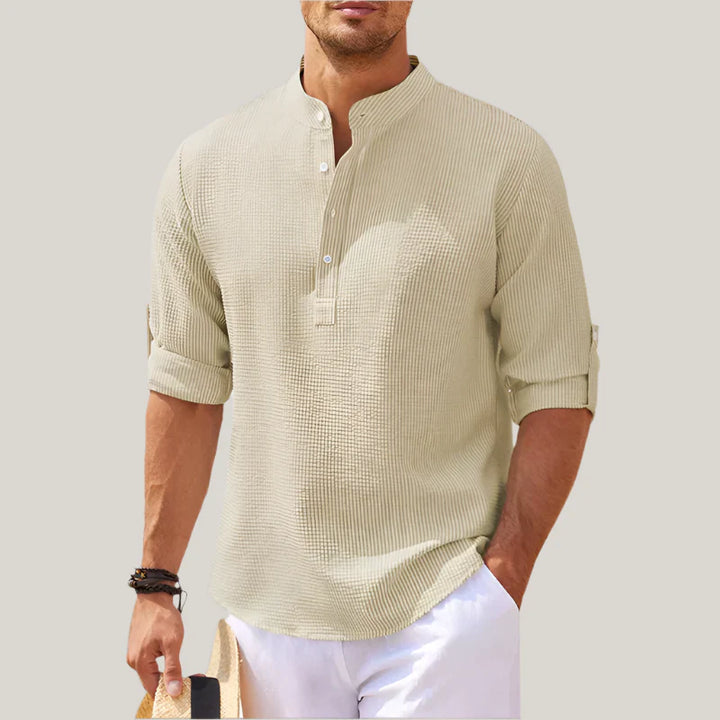 Matteo Linen Shirt | Lightweight Summer Shirt with Stand Collar for Men