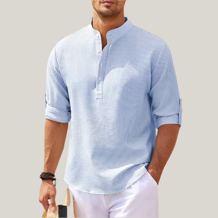 Matteo Linen Shirt | Lightweight Summer Shirt with Stand Collar for Men