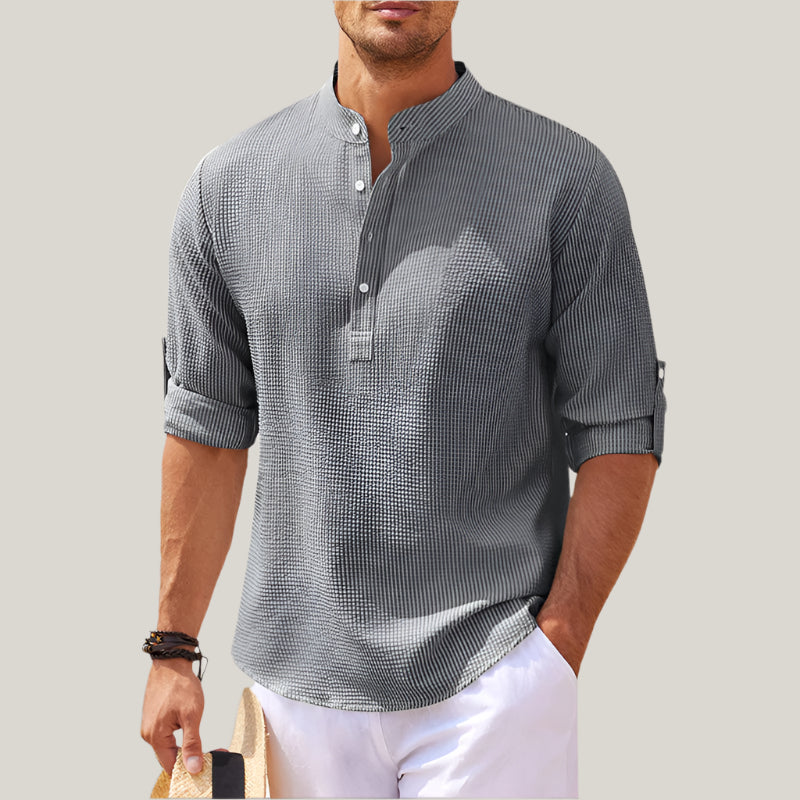 Matteo Linen Shirt | Lightweight Summer Shirt with Stand Collar for Men