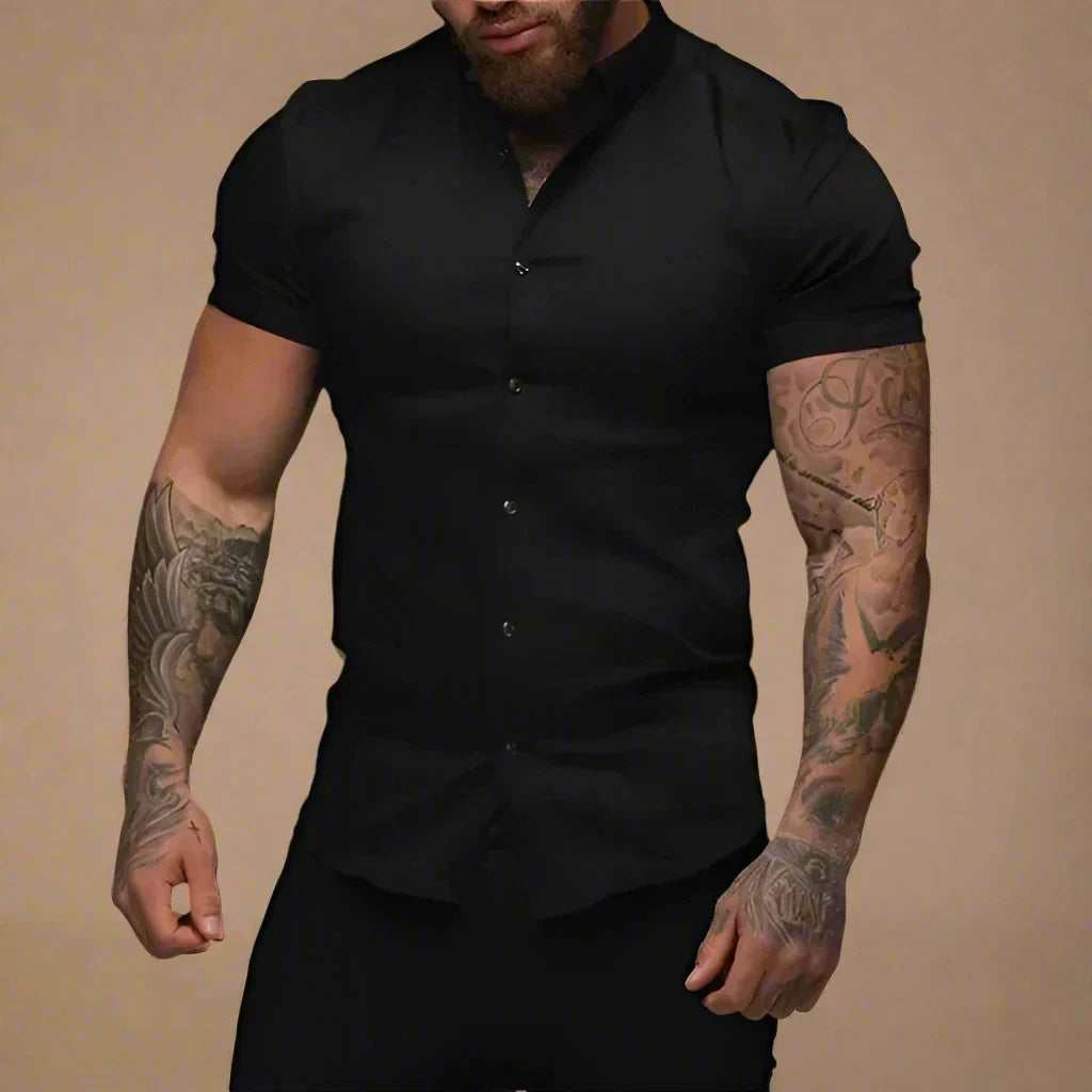 Valenzo Shirt | Men's Premium Stretch short-sleeve Slim Fit shirt