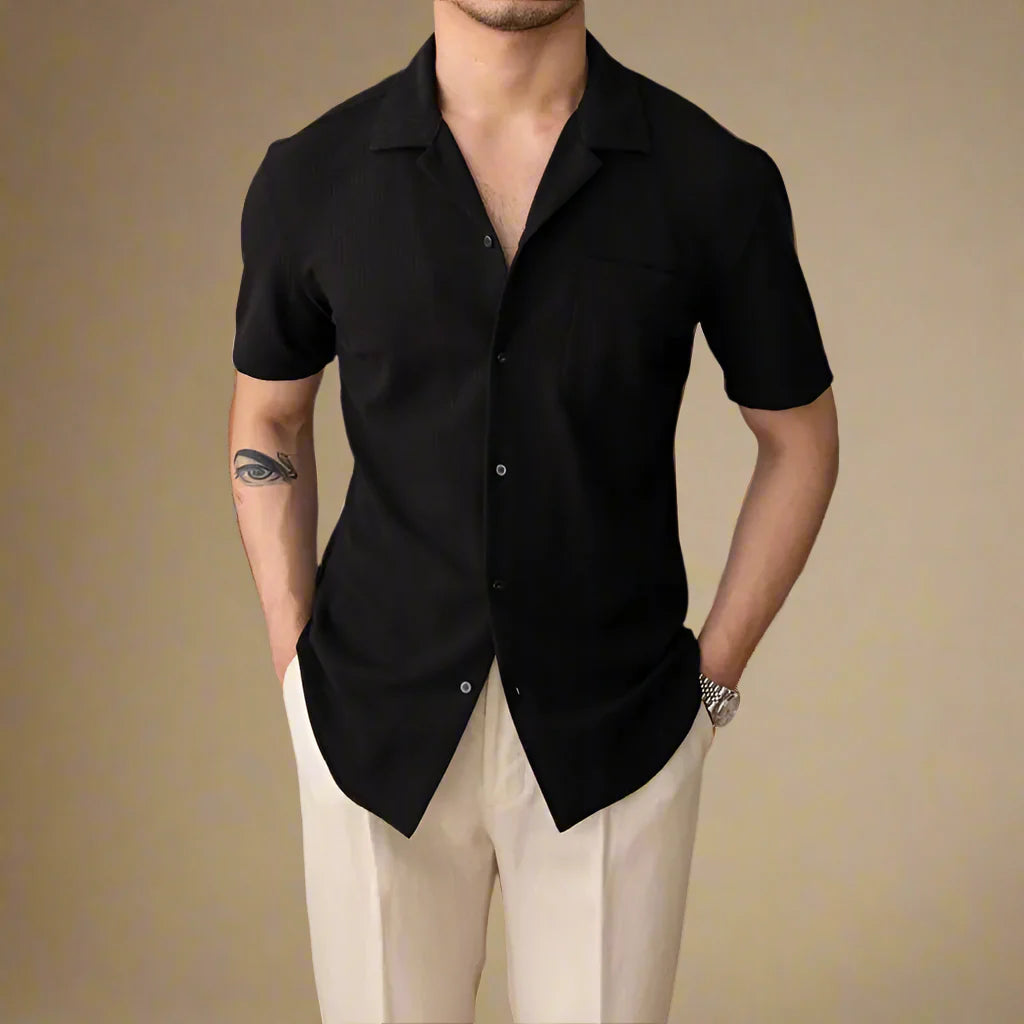 Men's Casual Monaco Knitted Short Sleeve Shirt For Summer