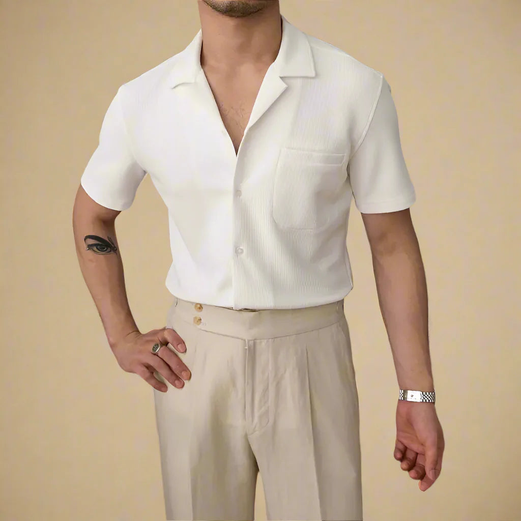 Men's Casual Monaco Knitted Short Sleeve Shirt For Summer