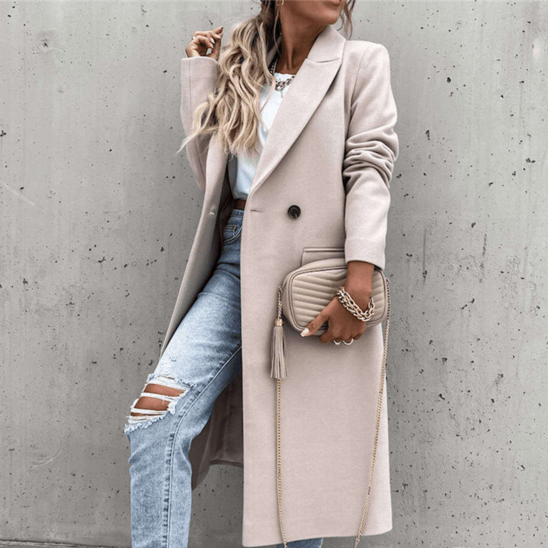 Autumn Coat - Stylish Wool Coat with Pockets and Buttons - The Margiela Coat