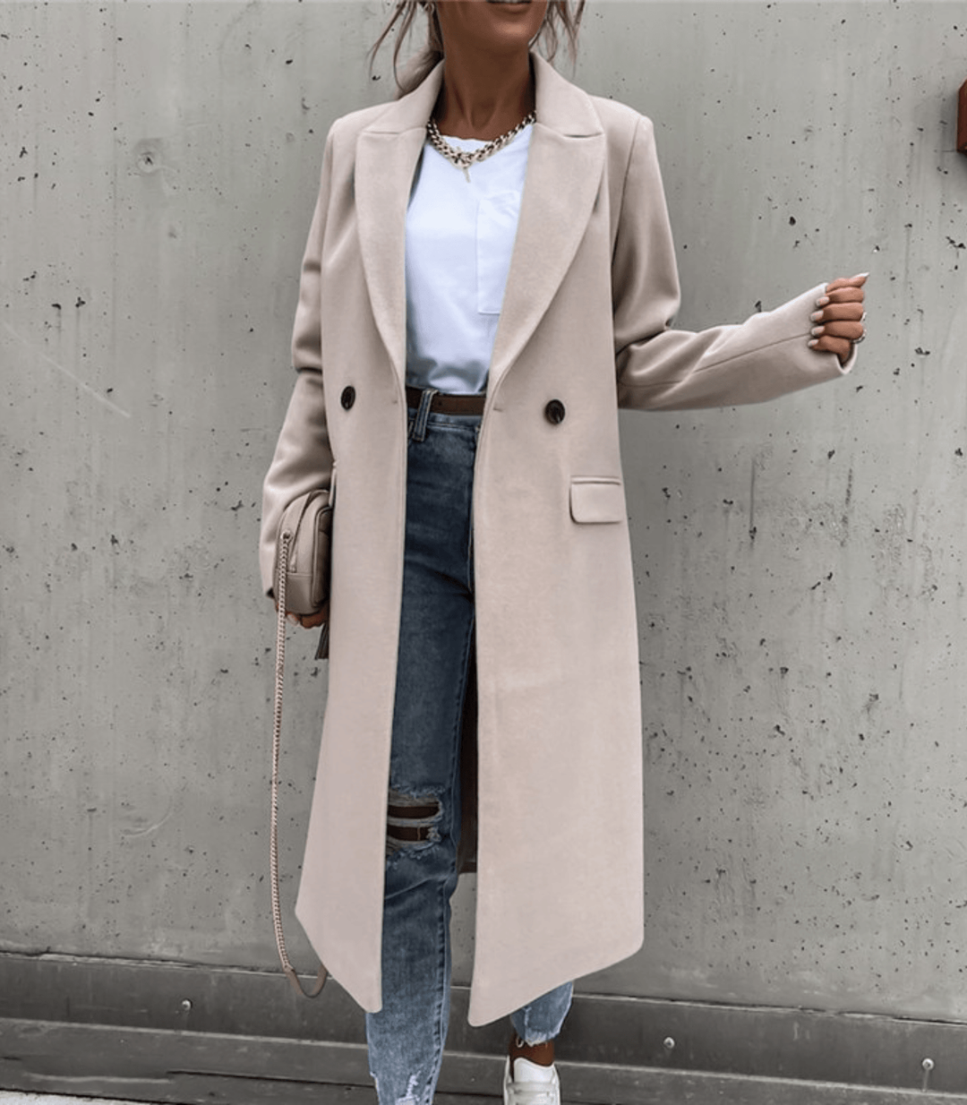 Autumn Coat - Stylish Wool Coat with Pockets and Buttons - The Margiela Coat