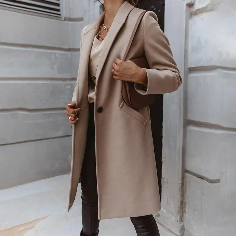 Stylish Long Women's Transitional Coat - Elegant, Warm, and Versatile