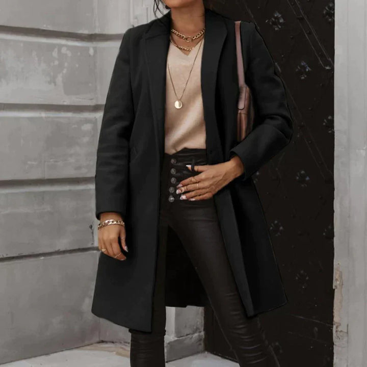 Stylish Long Women's Transitional Coat - Elegant, Warm, and Versatile