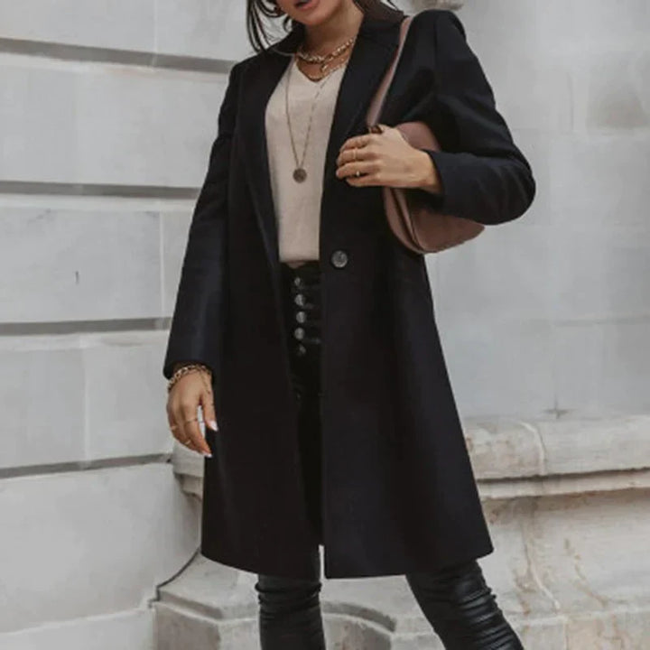 Stylish Long Women's Transitional Coat - Elegant, Warm, and Versatile