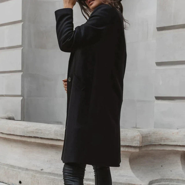 Stylish Long Women's Transitional Coat - Elegant, Warm, and Versatile