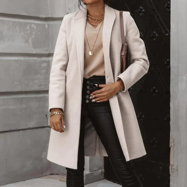 Stylish Long Women's Transitional Coat - Elegant, Warm, and Versatile