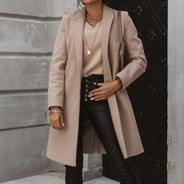 Stylish Long Women's Transitional Coat - Elegant, Warm, and Versatile
