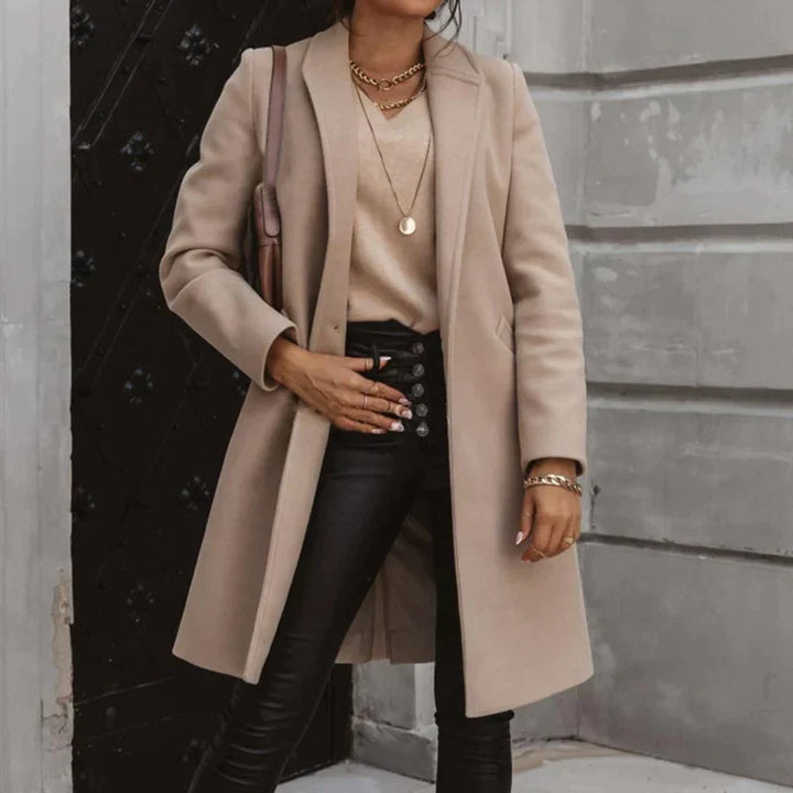 Stylish Long Women's Transitional Coat - Elegant, Warm, and Versatile