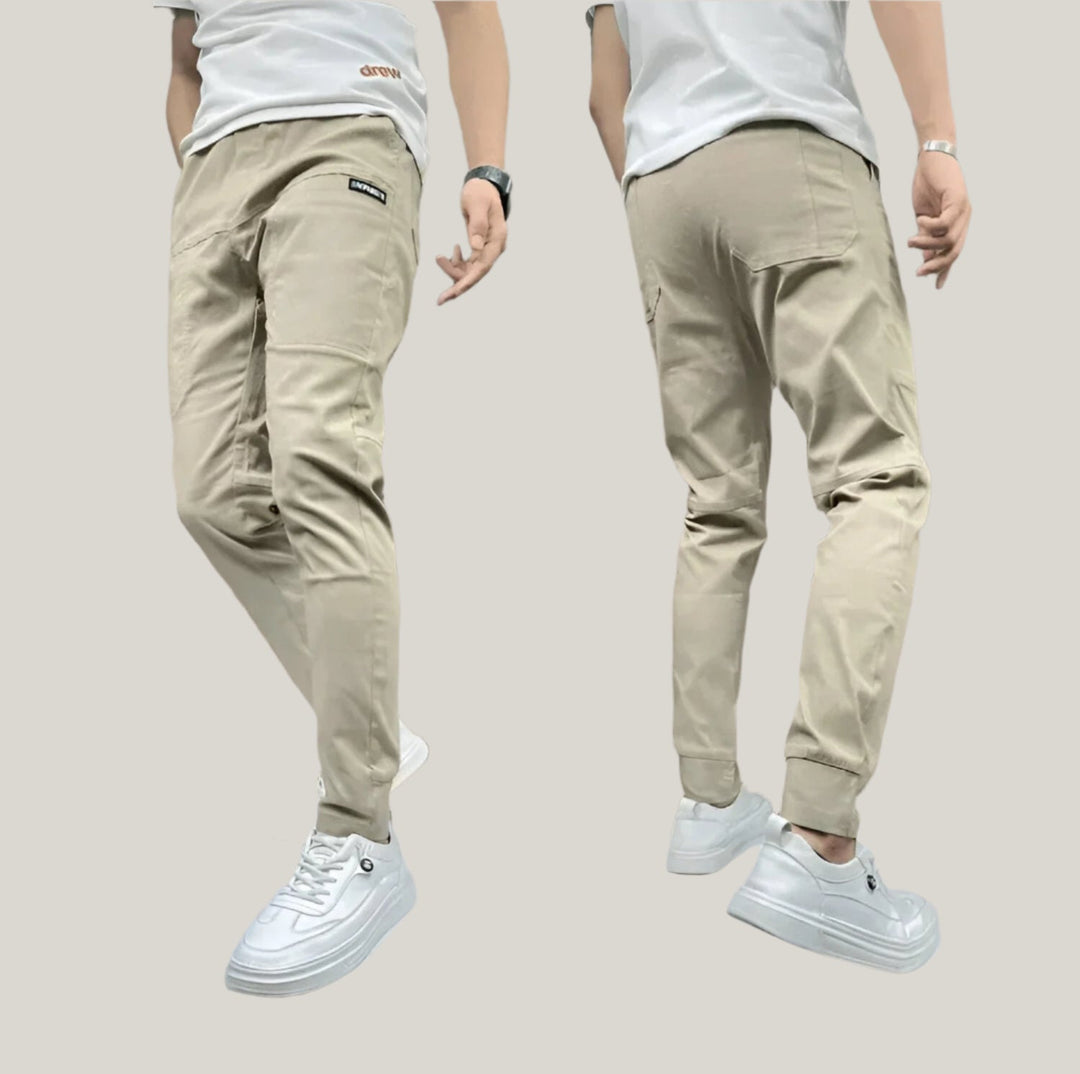 Moratos Cargo Trousers | Premium Slim Fit Twill Trousers with Pockets for Men