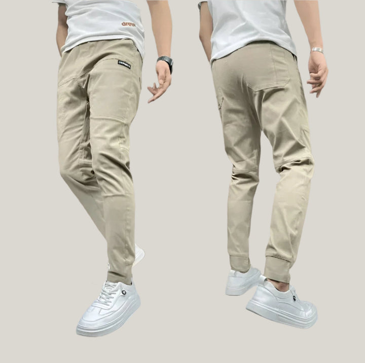 Moratos Cargo Trousers | Premium Slim Fit Twill Trousers with Pockets for Men