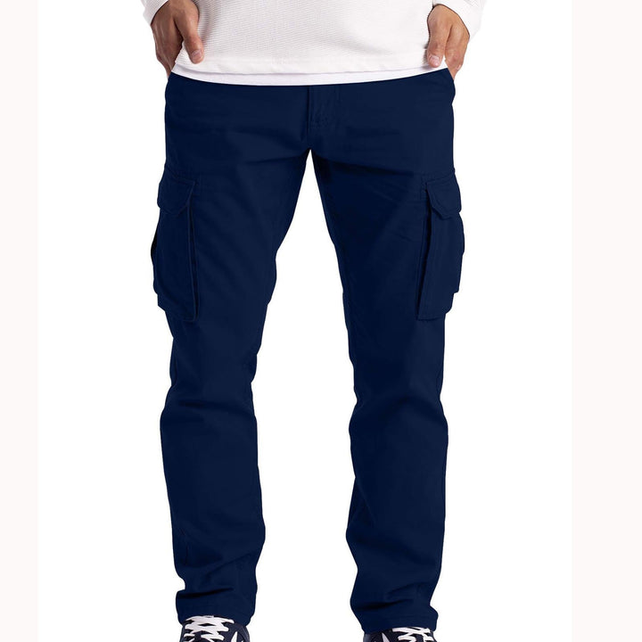 Men's Casual Cotton Cargo Trousers with Super-Stretch Comfort and Multiple Pockets