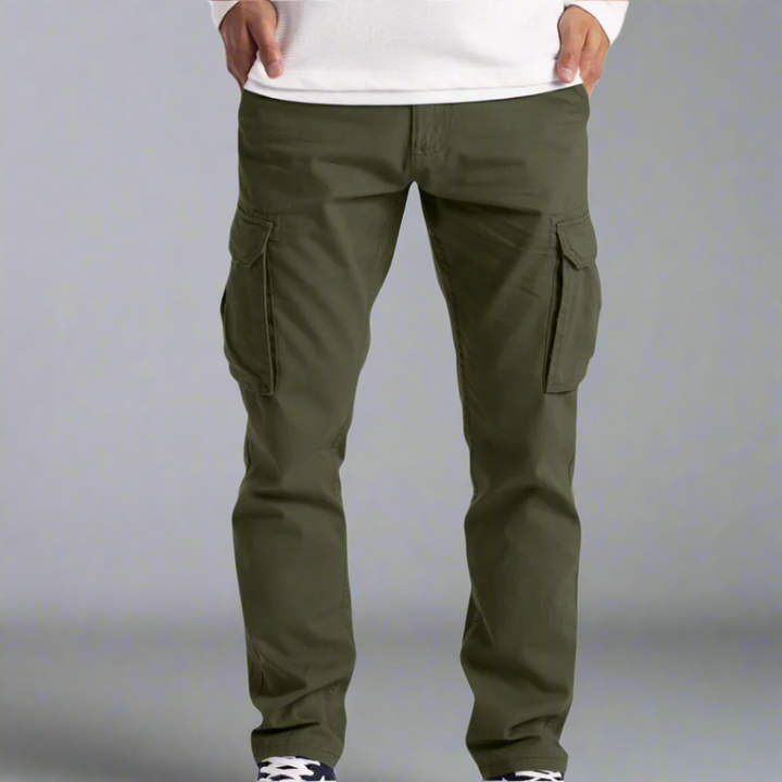 Men's Casual Cotton Cargo Trousers with Super-Stretch Comfort and Multiple Pockets