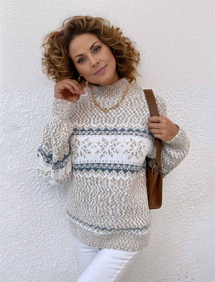 Nordic Winter Sweater - Fashionable Warm Women's Sweater with Snowflake Pattern