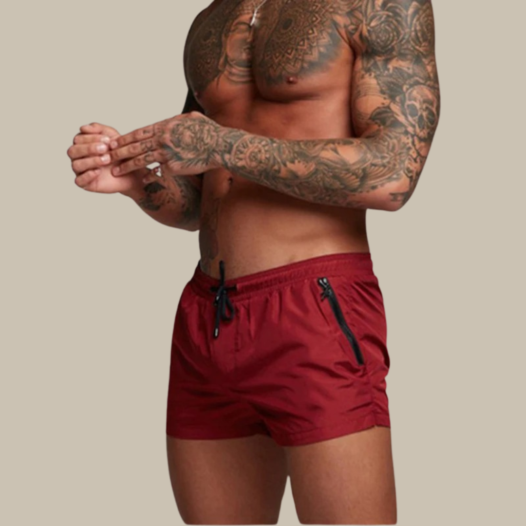 Men's Quick-Dry Swimming Shorts with Stretch and Secure Zip Pocket