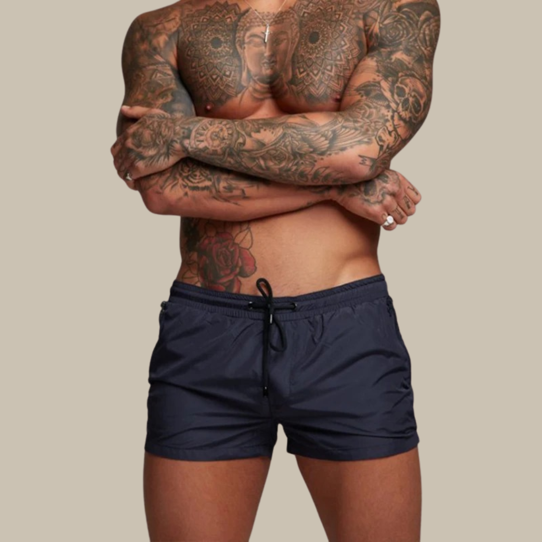 Men's Quick-Dry Swimming Shorts with Stretch and Secure Zip Pocket