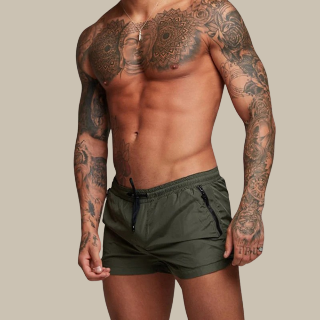 Men's Quick-Dry Swimming Shorts with Stretch and Secure Zip Pocket