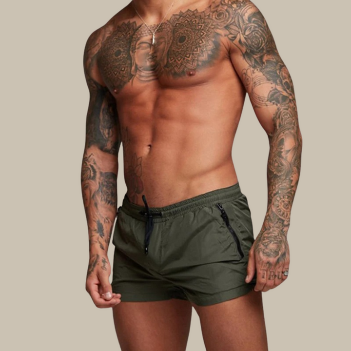 Men's Quick-Dry Swimming Shorts with Stretch and Secure Zip Pocket