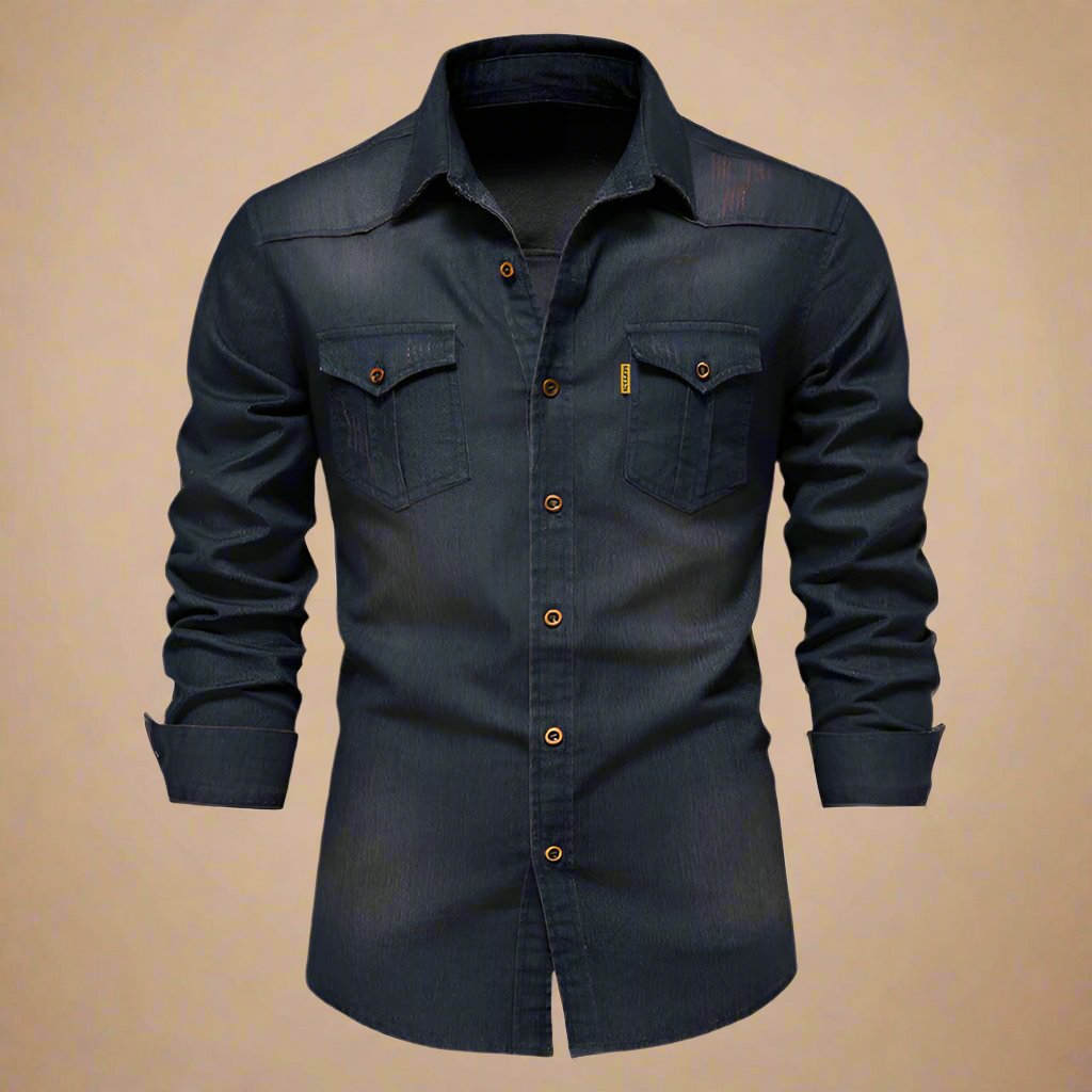 Men's RAW Denim Shirts - Stylish Stretch Long Sleeve Denim Shirt