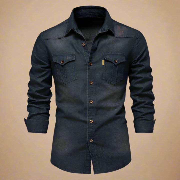 Men's RAW Denim Shirts - Stylish Stretch Long Sleeve Denim Shirt