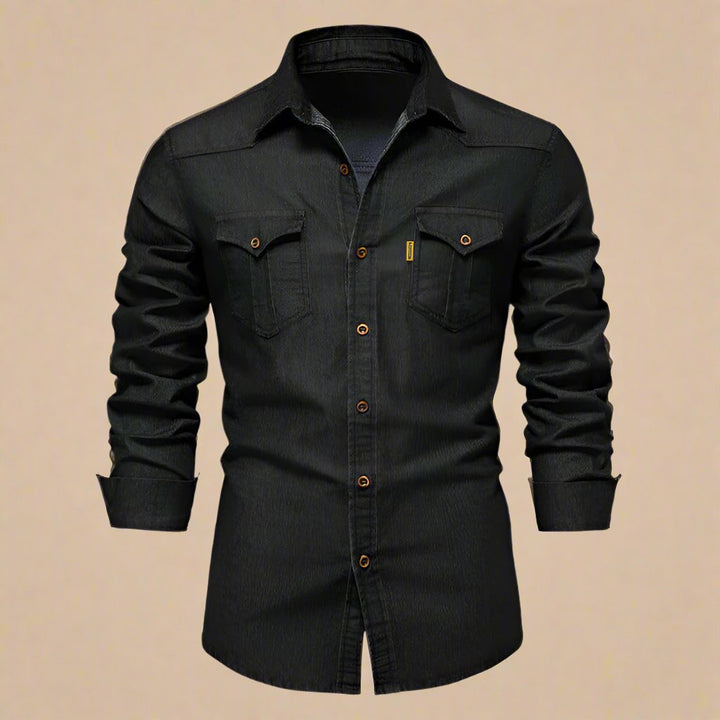 Men's RAW Denim Shirts - Stylish Stretch Long Sleeve Denim Shirt