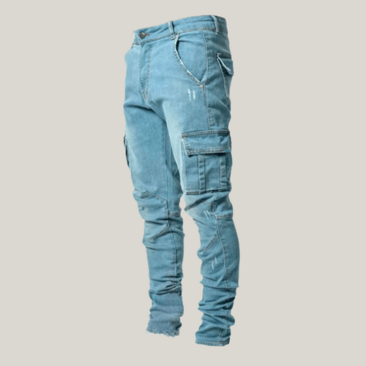 Men's Cargo Jeans - Stretchy Cargo Denim Trousers