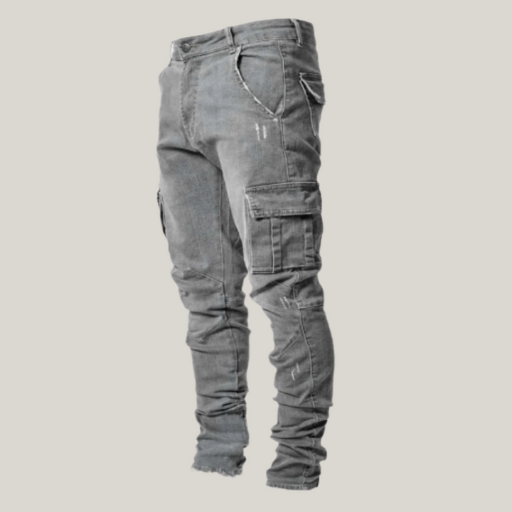 Men's Cargo Jeans - Stretchy Cargo Denim Trousers