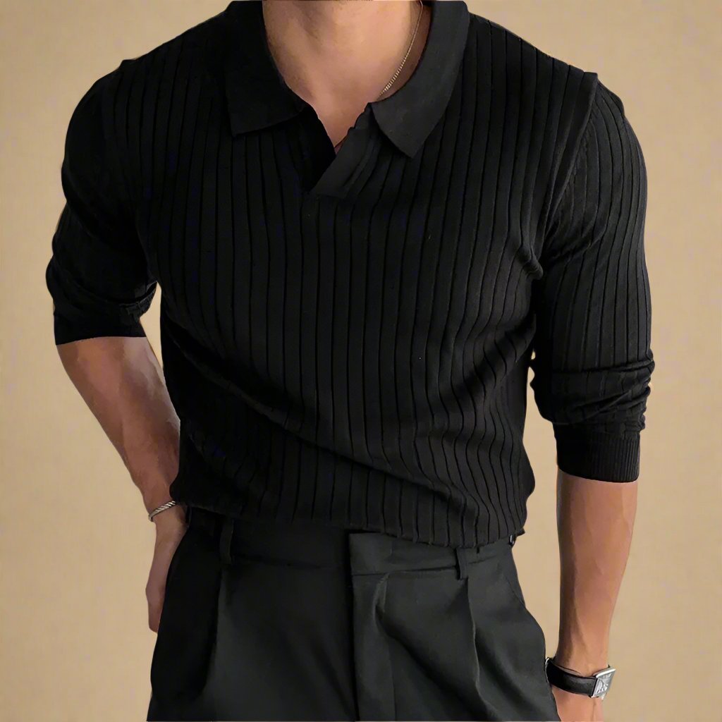 Men's Knitted Polo - Retro Polo Sweater