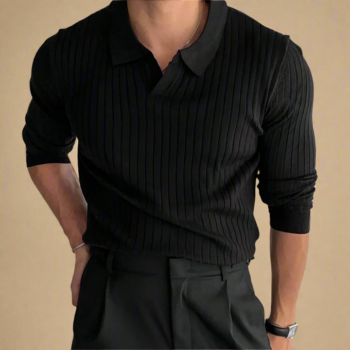 Men's Knitted Polo - Retro Polo Sweater