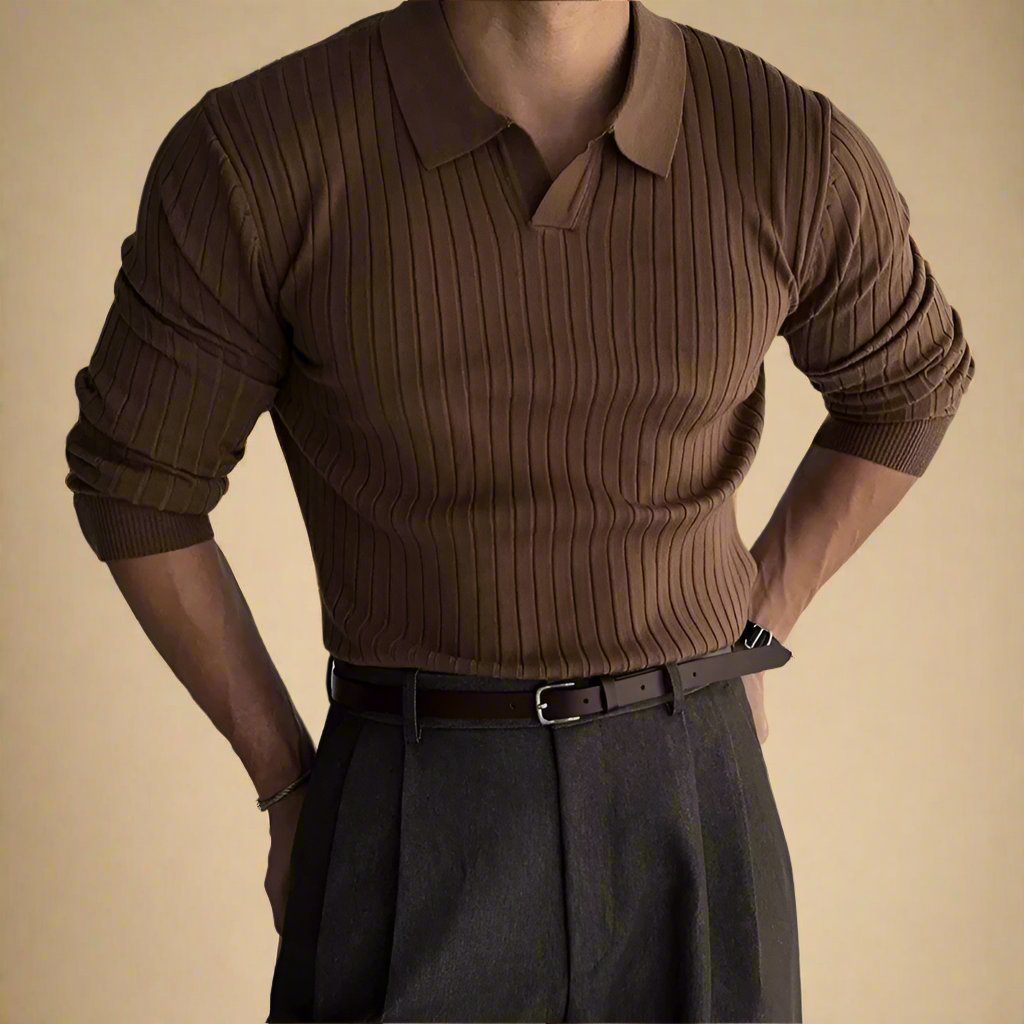 Men's Knitted Polo - Retro Polo Sweater