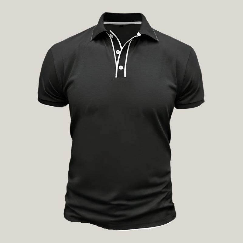 Roberto Polo Shirt | Elegant Polo with White Contrast Details for Men