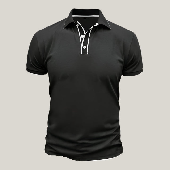 Roberto Polo Shirt | Elegant Polo with White Contrast Details for Men